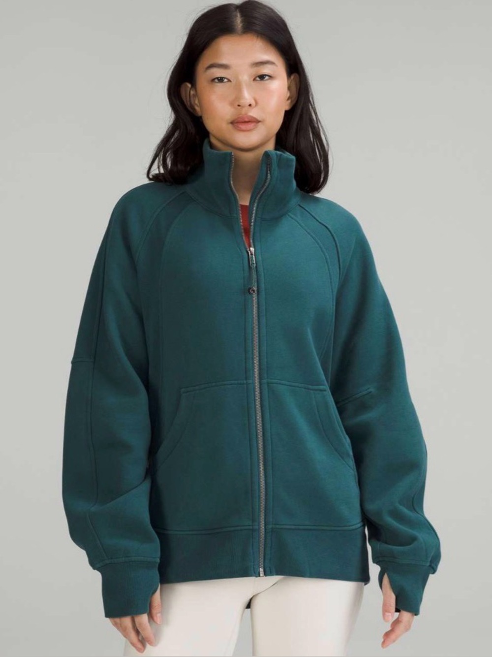 Lululemon Scuba Oversized Funnel-Neck Full Zip M/L in Green Jasper